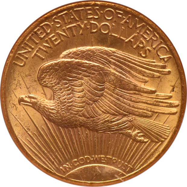 1924 Gold $20 NGC, MS-62