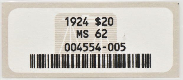 1924 Gold $20 NGC, MS-62