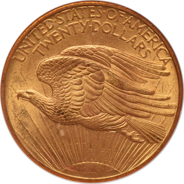 1908 Gold $20 NO MOTTO NGC, MS-62
