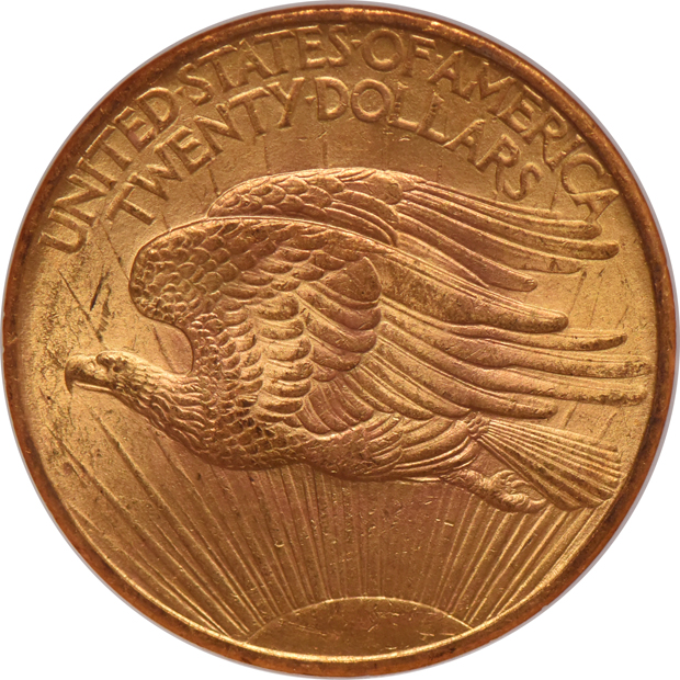 1908 Gold $20 NO MOTTO NGC, MS-62