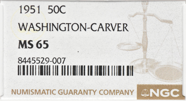 1951 Washington-Carver 50C NGC, MS-65