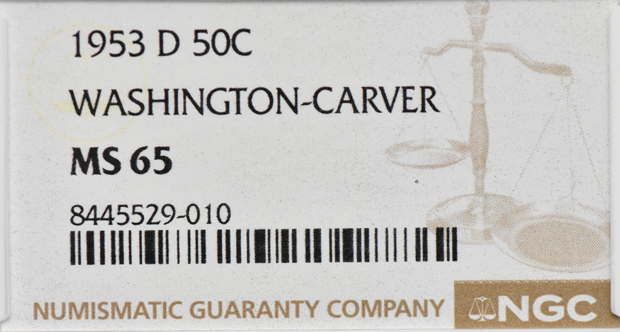 1953-D Washington-Carver 50C NGC, MS-65