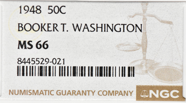 1948 Booker T. Washington 50C NGC, MS-66