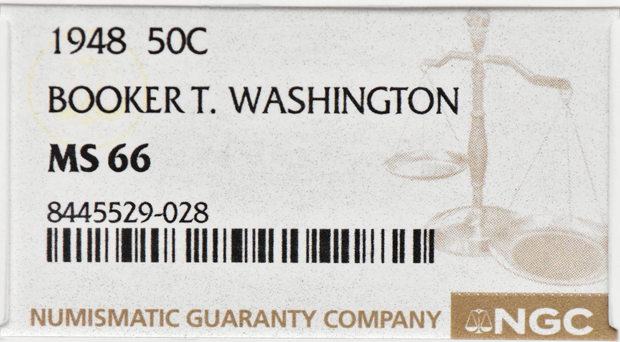 1948 Booker T. Washington 50C NGC, MS-66