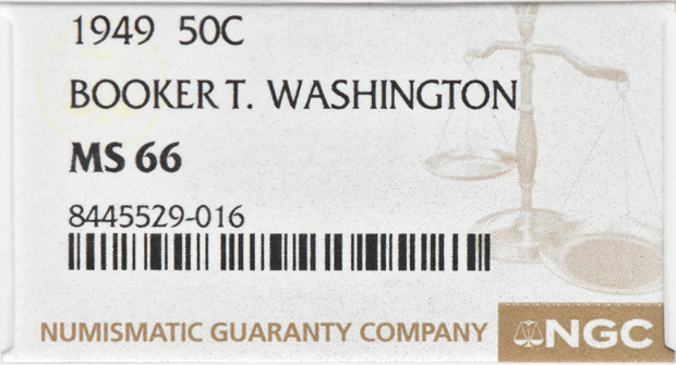 1949 Booker T. Washington 50C NGC, MS-66