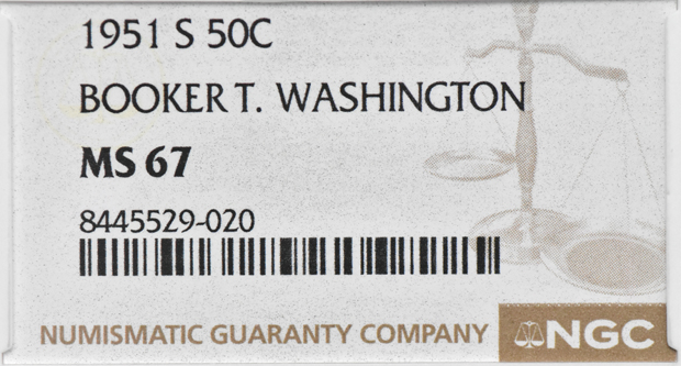 1951-S Booker T. Washington 50C NGC, MS-67