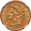 1907 Gold $2.50 NGC, MS-63
