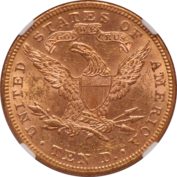 1893 Gold $10 NGC, MS-62