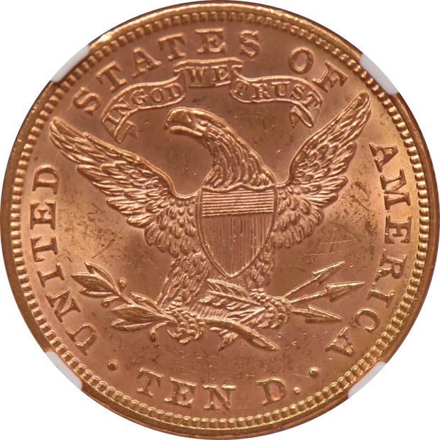 1893 Gold $10 NGC, MS-62