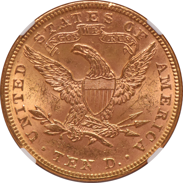 1893 Gold $10 NGC, MS-62