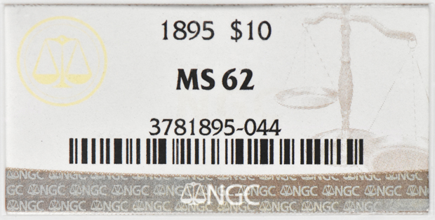 1895 Gold $10 NGC, MS-62