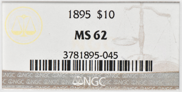 1895 Gold $10 NGC, MS-62