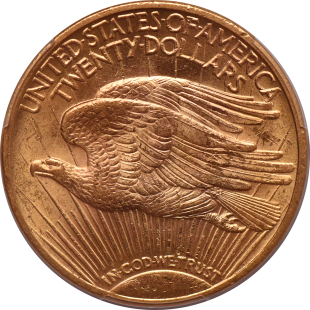 1922 Gold $20 PCGS, MS-63