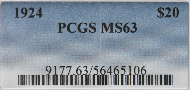 1924 Gold $20 PCGS, MS-63