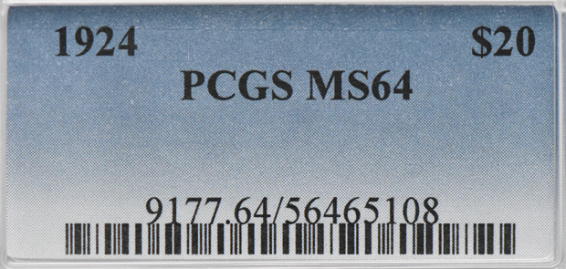 1924 Gold $20 PCGS, MS-64