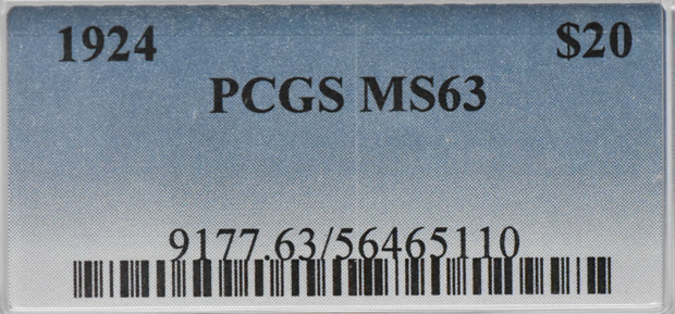 1924 Gold $20 PCGS, MS-63