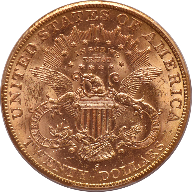 1900-S Gold $20 PCGS, MS-62