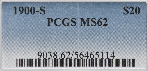1900-S Gold $20 PCGS, MS-62