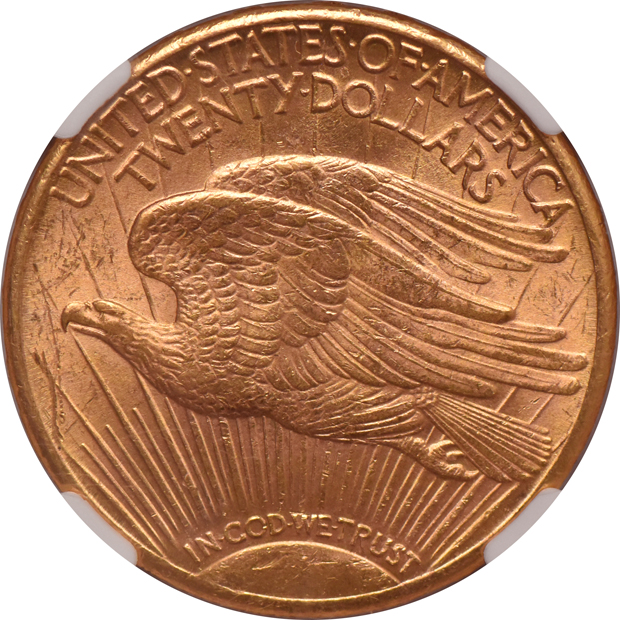 1910-S Gold $20 NGC, MS-62