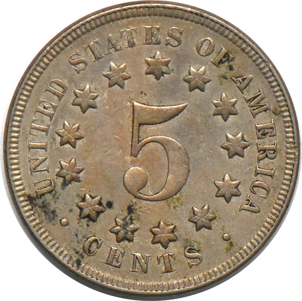 1867 Nickel No Rays, AU