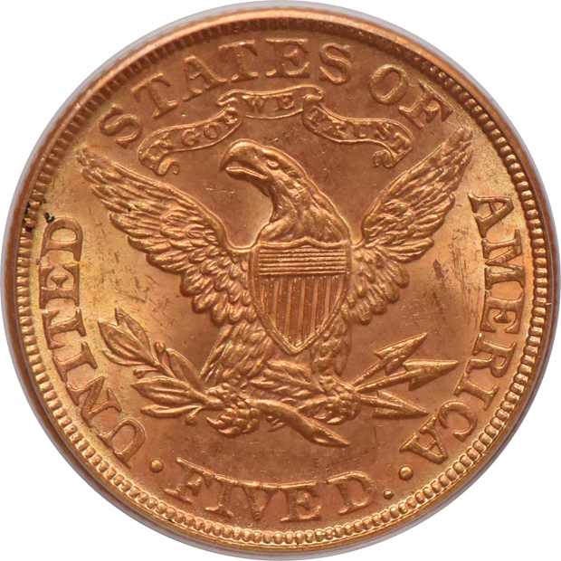 1893 Gold $5 PCGS, MS-63