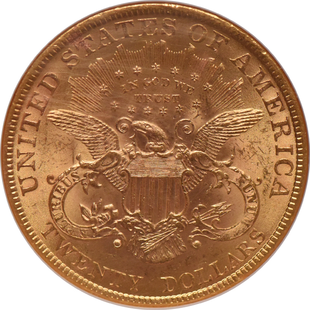 1897 Gold $20 NGC, MS-62