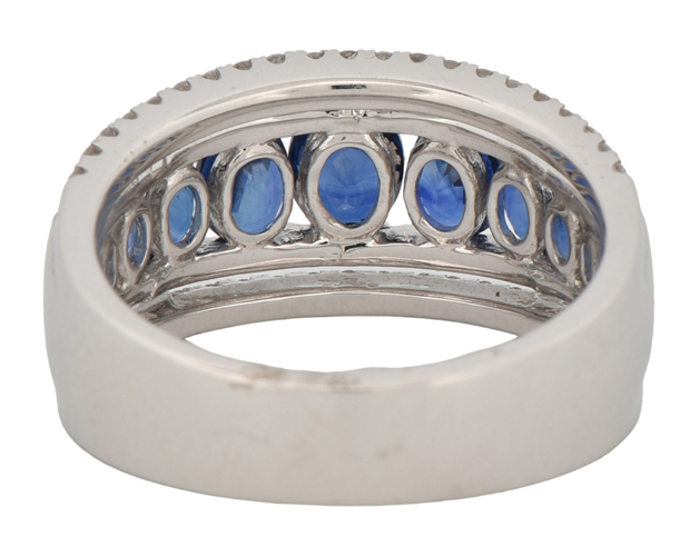 14K White Gold Ring with 1.98 cttw Sapphire and .46 cttw Diamonds, 4.6 dwt, Ring Size 6.25