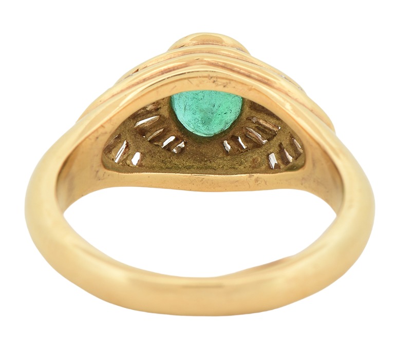 14K Yellow Gold Emerald Estate Ring, Approx 1.25 Emerald and 1.00 cttw Diamonds, 4.6 dwt, Ring Size 6