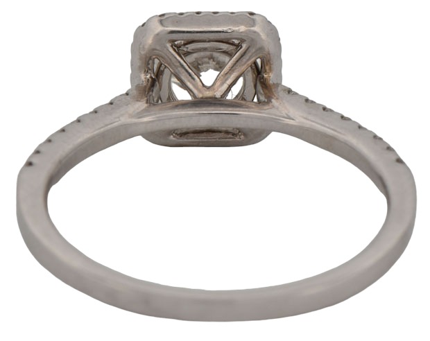 14K White Gold Diamond Engagement Ring with a .81 Carat Round Center Diamond, GIA Certified # 6173098240,  VVS2 Clarity, G Color and .20 Carat Total Weight in Side Diamonds, 1.7 dwt, Ring Size 6.5