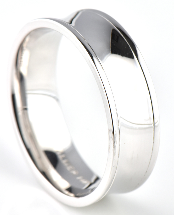 14K White Gold Men's Wedding Band, 7mm, 4.70 dwt, Ring Size 10.5 "COE"