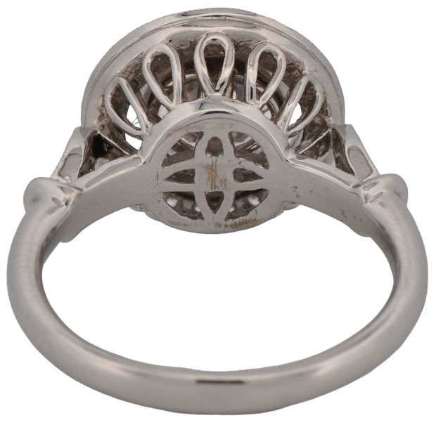 18K White Gold Ladies Diamond Engagement Ring with a 1.17 Carat Round Center Diamond, VS2-SI1 Clarity, H-I Color and .32 Carats Total Weight in Round Side Diamonds, 3.7 dwt, Ring Size 6.5