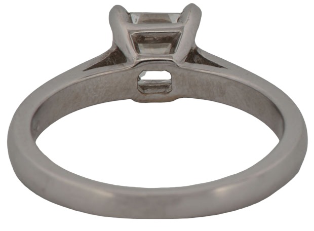 14K White Gold Diamond Engagement Ring with a 1.01 Carat Asscher Cut Diamond, SI1 Clarity, E Color, GIA Certified #1126139472