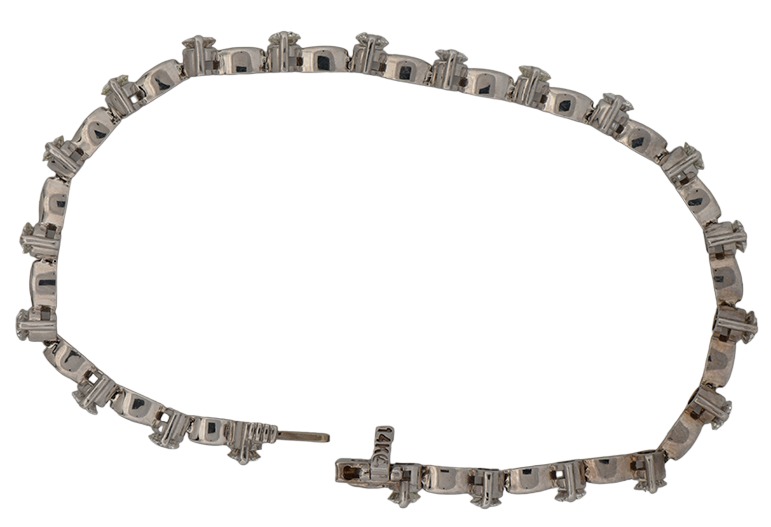 14K White Gold Diamond Tennis Bracelet, 3.00 Carat Total Weight, SI1-SI2 Clarity, H-I Color, 7 Inches in Length, 8.0 dwt