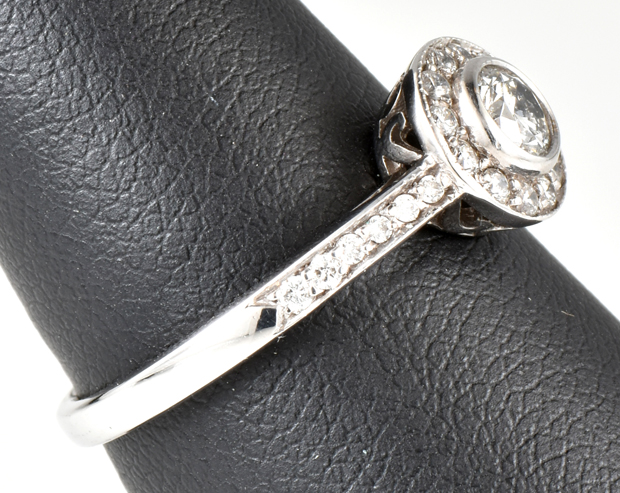 14K White Gold Estate Diamond Ring with Approximately .65 Carat Total Weight, I1 Clarity, H-I Color, 1.6 dwt, Ring Size 7.