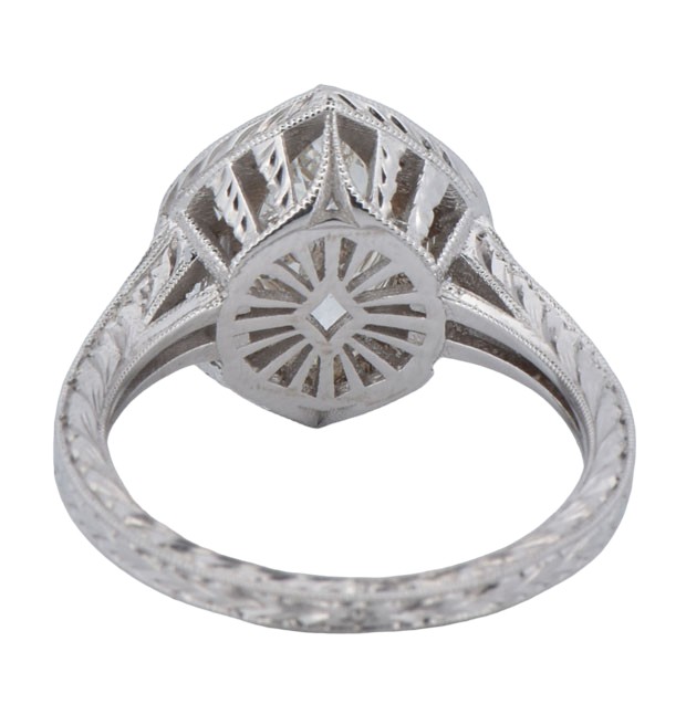 14K White Gold Diamond Ring with a 1.70 Carat Marquise Diamond, VS1 Clarity, H Color,& 18 Round Diamonds, .25 Carat Total Weight & 2 Baguette Diamonds, .33 Carats, Ring Size 6.75, 3.2 dwt