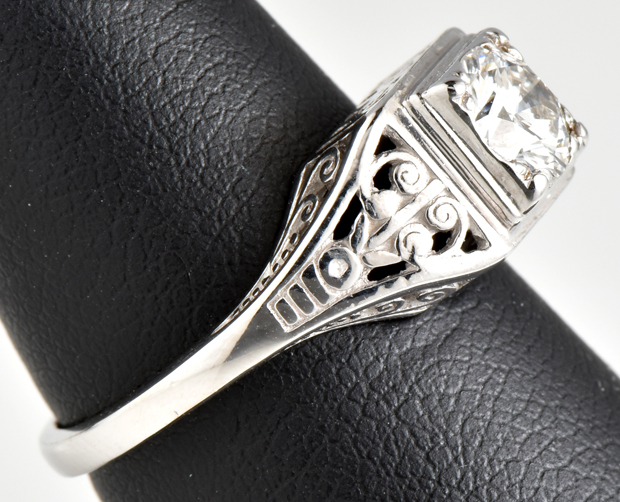 14K White Gold Diamond Ring with an Approximate .60 Carat Round Diamond, I1, H, 2.1 dwt, Ring Size 6