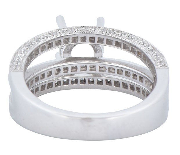 14K White Gold Semi Mount with .70 Carat Total Weight, 3.9 dwt, Ring Size 6.5