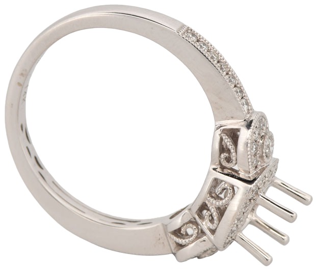 14K White Gold Semi Mount with .28 Carat Total Weight.