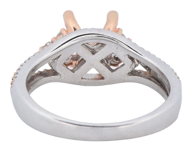 14K Two Tone Semi Mount with .55 Carat Total Weight, 3.3 dwt, Ring Size 7.25