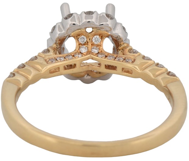 14K Yellow Gold Semi Mount with .62 Carat Total Weight, 2.1 dwt, Ring Size 6.5