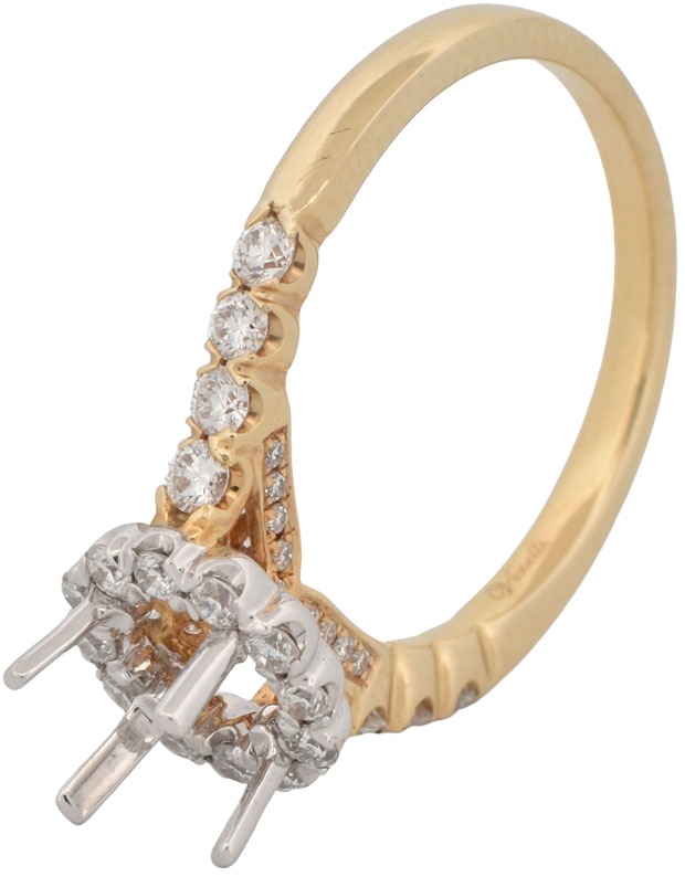 14K Yellow Gold Semi Mount with .62 Carat Total Weight, 2.1 dwt, Ring Size 6.5