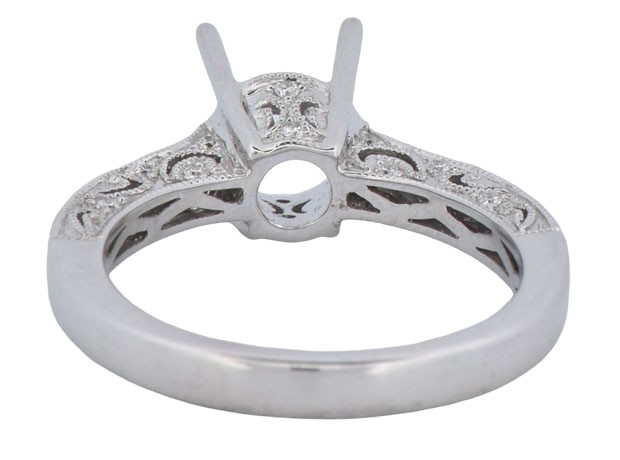 14K White Gold Semi Mount with .35 Carat Total Weight.