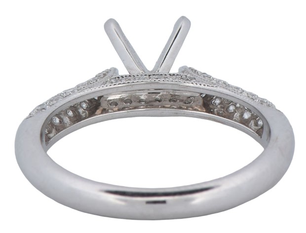 14K White Gold Semi Mount with .57 Carat Total Weight, 2.3 dwt, Ring Size 6.5