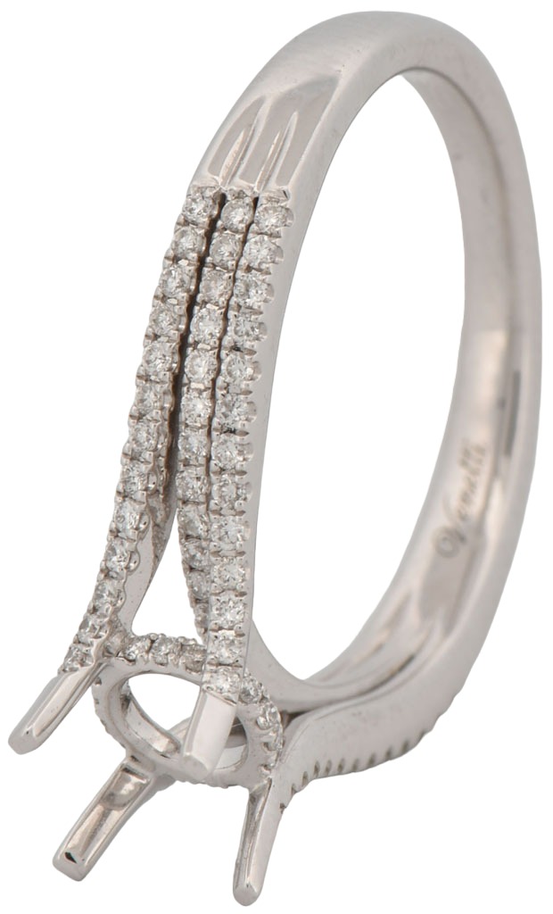 14K White Gold Semi Mount with .32 Carat Total Weight, 2.3 dwt, Ring Size 6.5