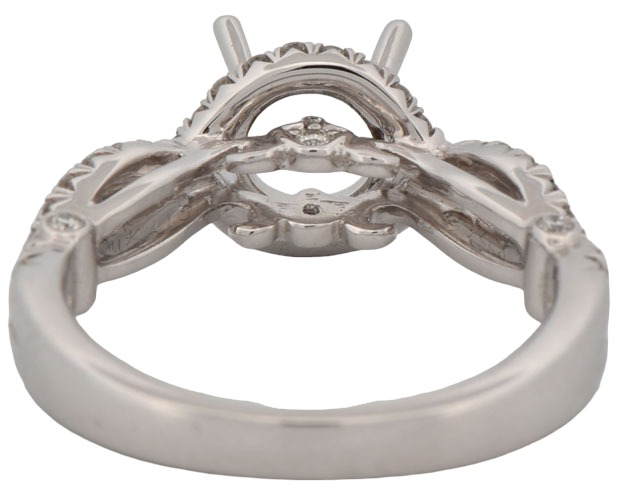 14K White Gold Semi Mount with .49 Carat Total Weight, 3.0 dwt, Ring Size 6.5