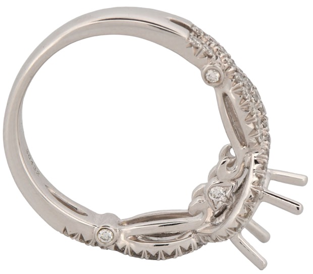 14K White Gold Semi Mount with .49 Carat Total Weight, 3.0 dwt, Ring Size 6.5