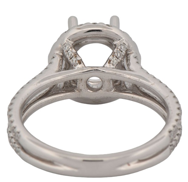 14K White Gold Diamond Semi Mount with .64 Carat Total Weight, 3.2 dwt, Ring Size 6.5