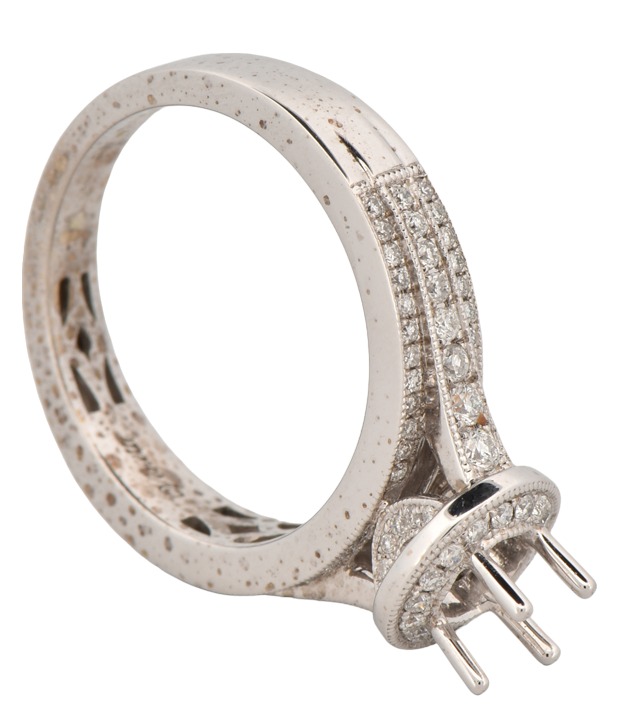 14K White Gold Diamond Semi Mount with .48 Carat Total Weight, 3.3 dwt, Ring Size 6.5