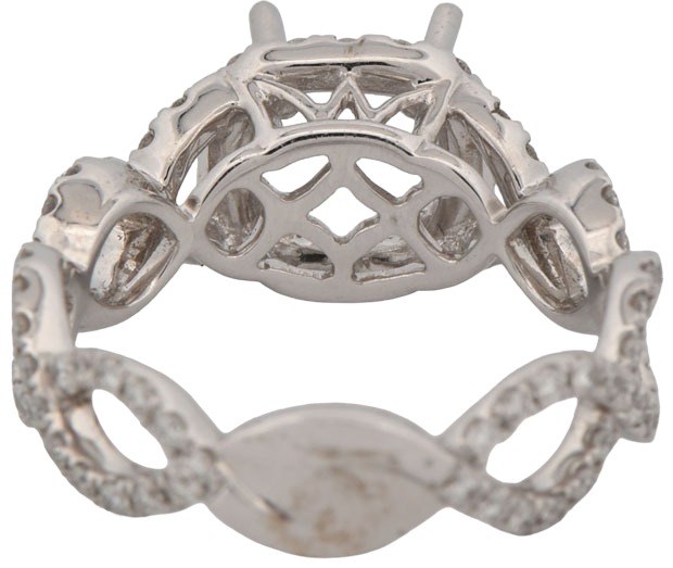 14K White Gold Diamond Semi Mount with .80 Carat Total Weight, 2.8 dwt, Ring Size 6.5