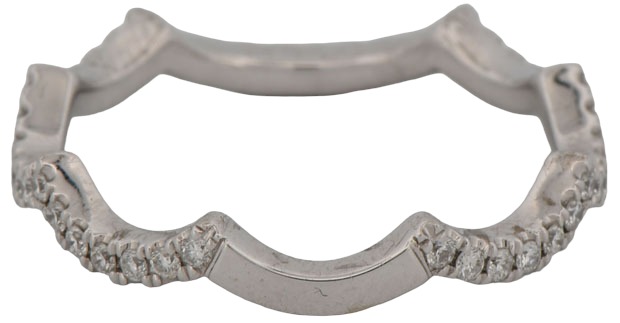 14K White Gold Matching Curved Diamond Band with .35 Carat Total Weight, 1.5 dwt, Ring Size 6.5